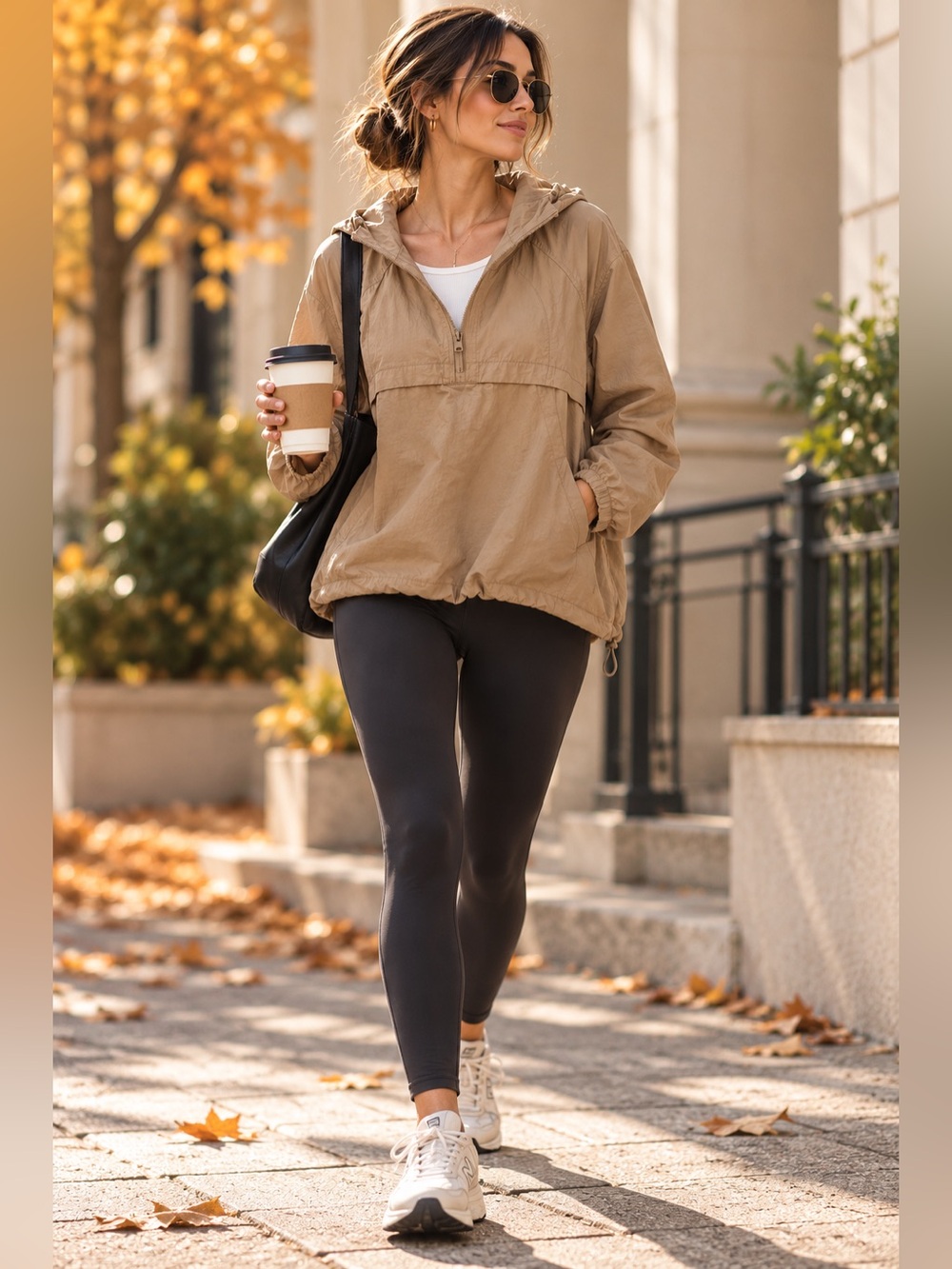 Lululemon Tan Beige Hooded Half Zip Anorak Pullover Jacket M/L